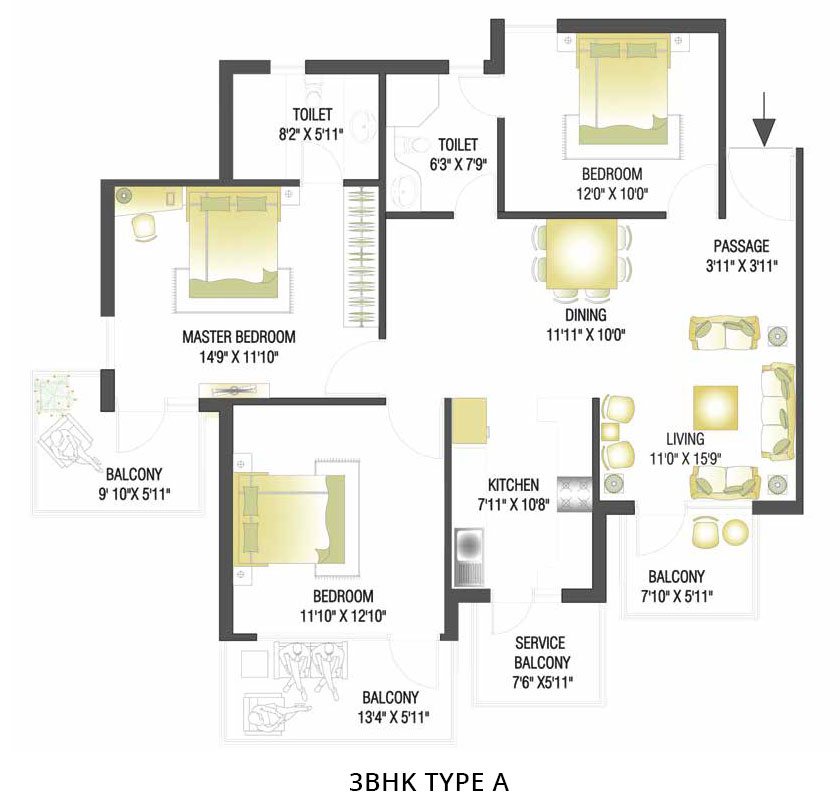 3BHK Type A